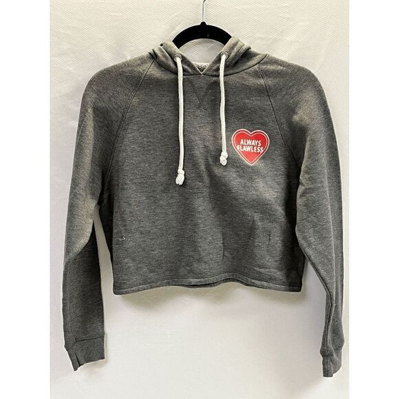 Divided By H&M Womens Always Flawless Red Heart Cropped Hoodie Gray Size Small - Picture 1 of 3
